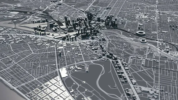 Melbourne 3D haritası. 3d illüstrasyon
