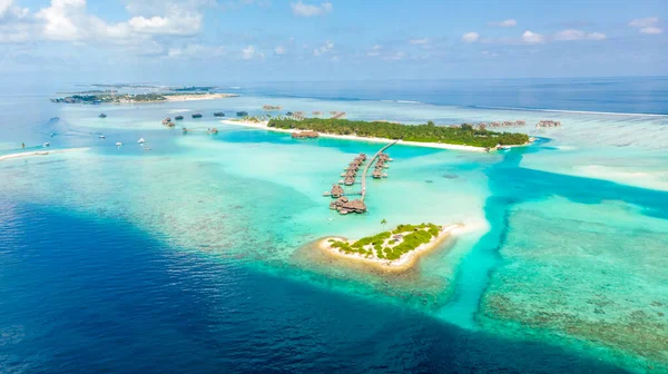 Aerial View Maldives Islands Water Villas — Stock Photo, Image