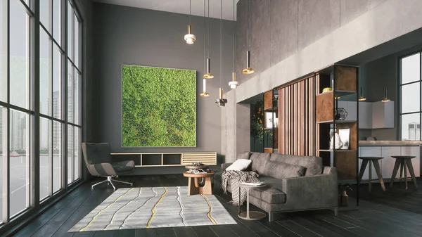 Modern Living Room Design Illustration – stockfoto