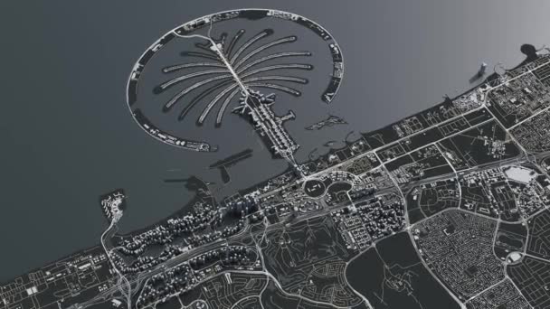 Χάρτης Μαρίνα Ντουμπάι Dubai City Χάρτη Δορυφορική Άποψη Χάρτης — Αρχείο Βίντεο