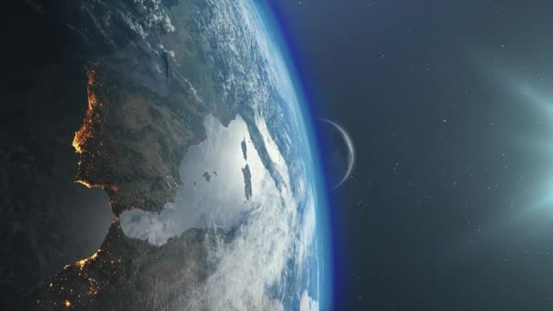 Conceptul Început Unei Noi Zile Vedere Pământului Din Spaţiu Conceptul — Videoclip de stoc