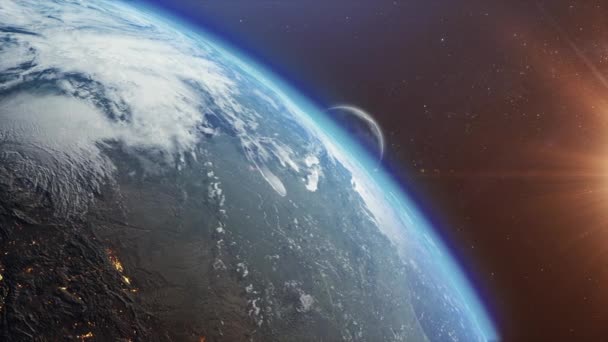Konsepti Uuden Päivän Alkua Näkymä Maapallolle Avaruudesta Uuden Teknologian Liiketoiminnan — kuvapankkivideo