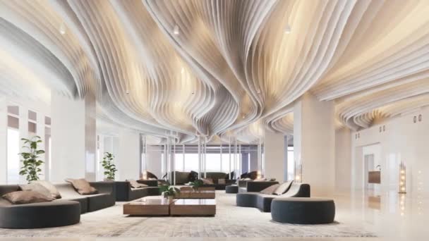 Sala Entrada Hotel Moderno Com Sofás Renderização Design Interiores — Vídeo de Stock