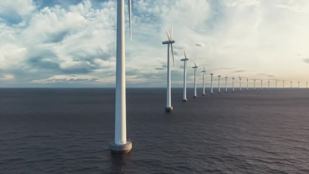 Turbinas Eólicas Fondo Del Cielo Tormentoso — Vídeos de Stock