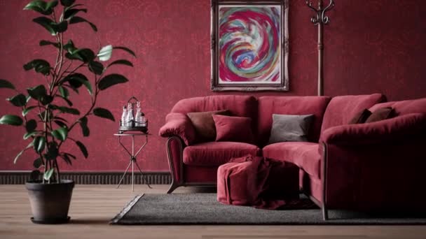 Cosy Living Room Red Couch Zoom Red Sofa Living Room Royalty Free Stock Footage