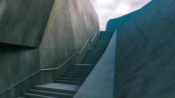 Camera Movement Stairs Lead Sky Stairway Heaven Camera Moves Concrete Royalty Free Stock Video