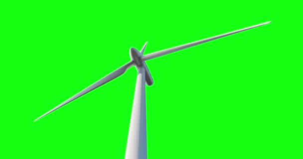 Energía Molino Viento Pantalla Verde — Vídeos de Stock