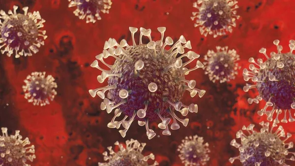 Рендеринг Иллюстрации Коронавируса Бактерии Фона — стоковое фото