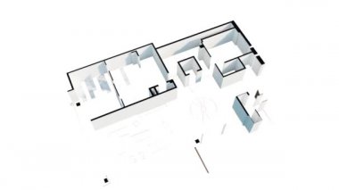 Beyaz üzerine 3D ev planı