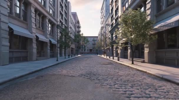 Boş Bir Avrupa Şehri Salgın Sırasında Boş Şehir Sokakları Gerçekçi — Stok video
