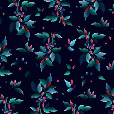 İnanılmaz bir arka plan, yapraklı brançlarla dolu duvar kağıdı. Renk illüstrasyonu 