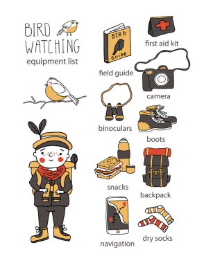 Bird watching. Birding and ornithology concept clipart