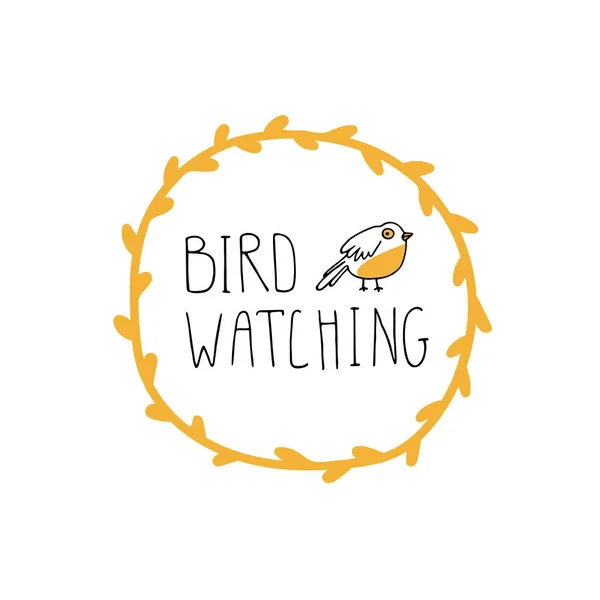Emblema del birdwatching. Uccelli e ornitologia concetto — Vettoriale Stock