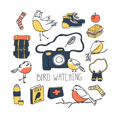 Bird watching. Birding and ornithology concept clipart