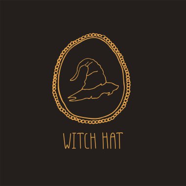 Black witch hat. Samhain concept