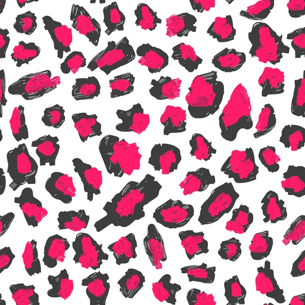 Leopard print pattern. Red-black spots on a white background. — Stock Vector