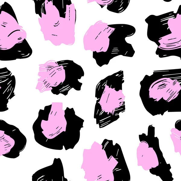 Leopar noktalar doku. Leopar desen TEKSTIL. Beyaz bir arka plan üzerinde pembe-siyah noktalar.