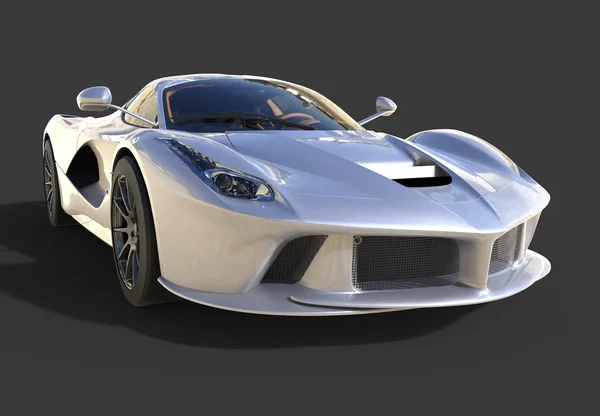 Sportwagen Frontansicht. das Bild eines sportgrauen Autos auf schwarzem Hintergrund. 3D-Illustration. — Stockfoto