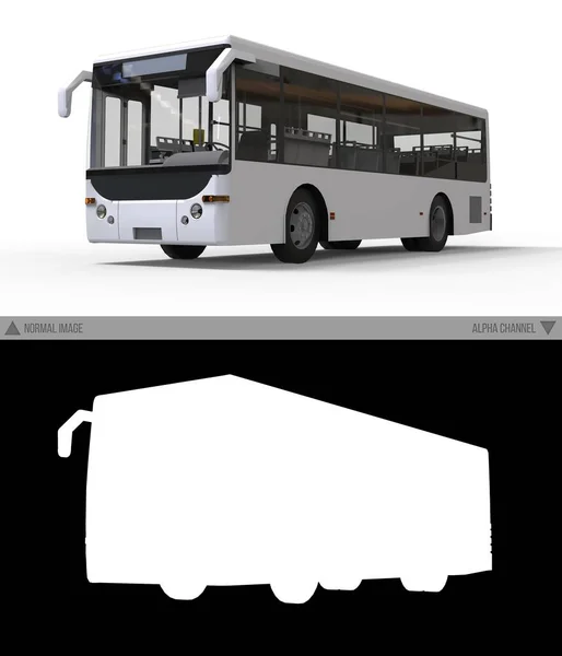 Kleiner weißer Stadtbus auf weißem Hintergrund mit separatem Alphakanal. 3D-Darstellung. — Stockfoto