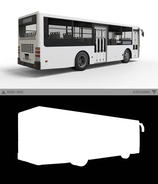 Small urban white bus on a white background with separate alpha channel. 3d rendering. — Stock Photo, Image