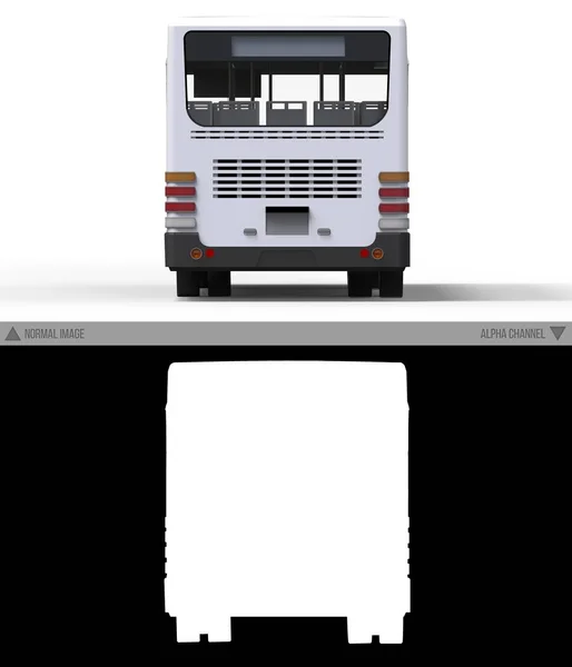 Malé bílé autobus na bílém pozadí s samostatné alfa kanálem. 3D vykreslování. — Stock fotografie