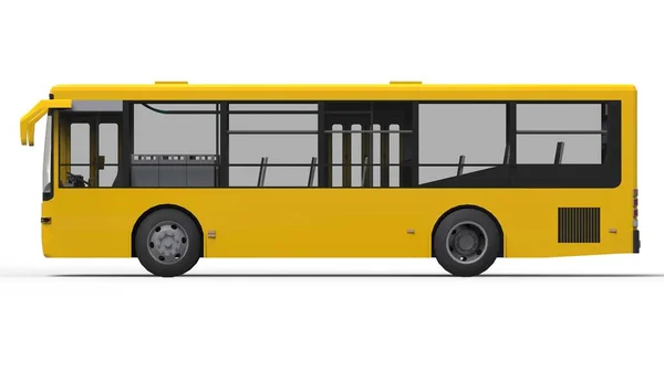 Malý městský žlutý autobus na bílém pozadí. 3D vykreslování. — Stock fotografie