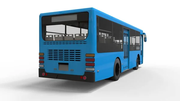 흰색 바탕에 작은 도시 파란 버스. 3 차원 렌더링. — 스톡 사진