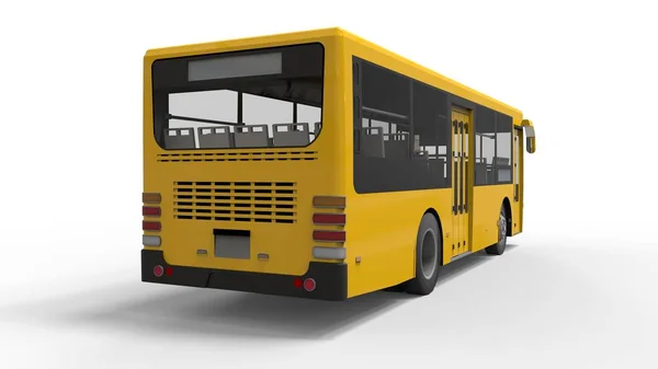 Small urban yellow bus on a white background. 3d rendering. — Stock Photo, Image