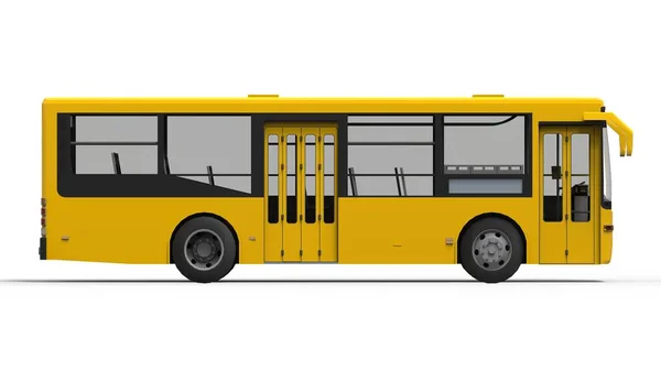 Mały miejski żółty autobus na białym tle. 3d renderowanie. — Zdjęcie stockowe