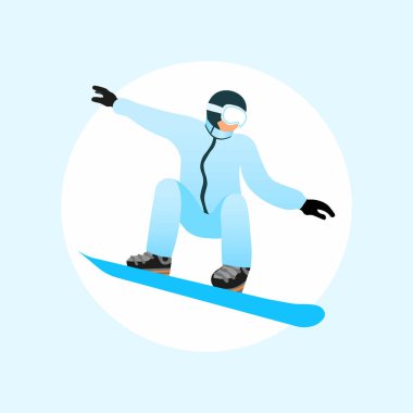 Snowboard Erkekler atlama. Kış spor aktiviteleri. Moda vektör düz tasarım illüstrasyon eps 10.