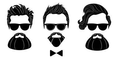 Sakallı hippi siluet. Beyaz arka plan üzerinde izole vektör çizim eps 10 moda.