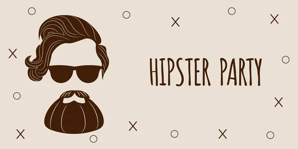 Bärtige Hipster-Silhouette mit Schriftzug - Hipster Party. Fashion Vector Illustration Folge 10 isoliert auf weißem Hintergrund. — Stockvektor
