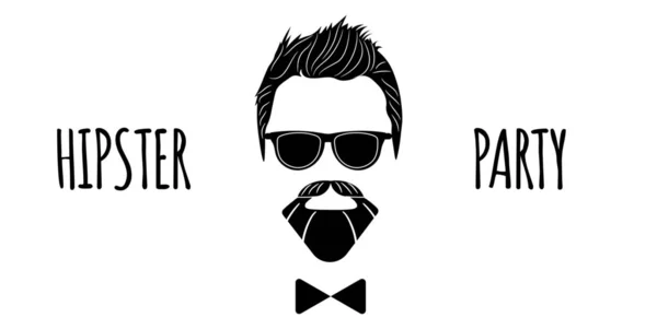 Bärtige Hipster-Silhouette mit Schriftzug - Hipster Party. Fashion Vector Illustration Folge 10 isoliert auf weißem Hintergrund. — Stockvektor