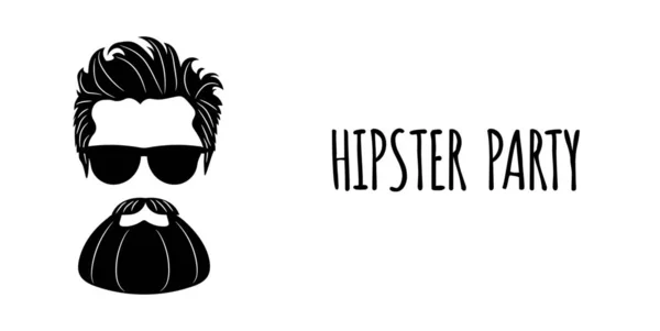 Bärtige Hipster-Silhouette mit Schriftzug - Hipster Party. Fashion Vector Illustration Folge 10 isoliert auf weißem Hintergrund. — Stockvektor