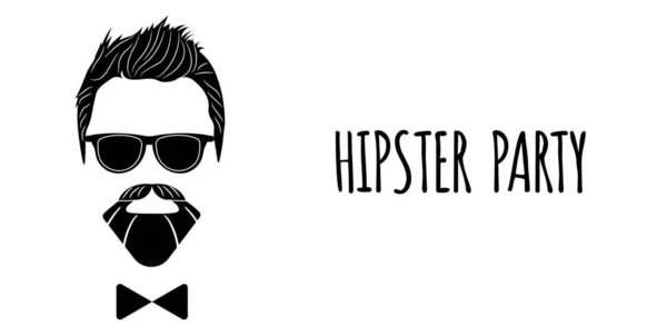 Bärtige Hipster-Silhouette mit Schriftzug - Hipster Party. Fashion Vector Illustration Folge 10 isoliert auf weißem Hintergrund. — Stockvektor