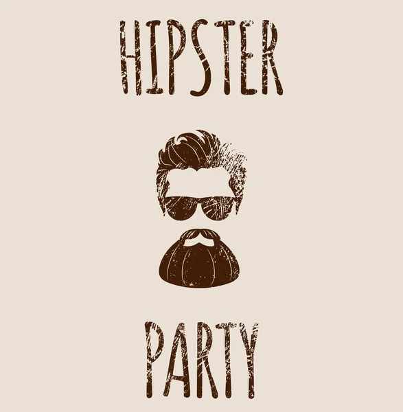 Silhueta Hipster barbudo com letras - festa Hipster. Moda Vector ilustração eps 10 isolado no fundo branco . — Vetor de Stock