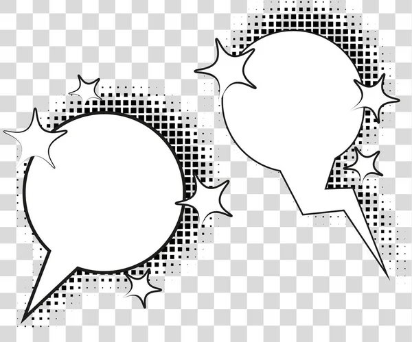 Burbujas de habla cómica con sombras de medio tono. Ilustración vectorial eps 10 aislado sobre fondo . — Archivo Imágenes Vectoriales