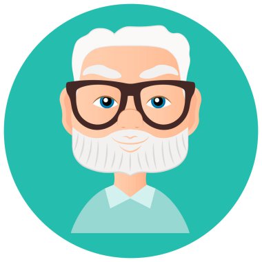 Dedesi yüzler Avatar bir dairede. Vektör çizim eps 10 beyaz arka plan üzerinde izole. Düz çizgi film tarzı.