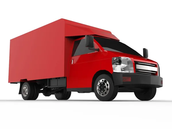 Kleiner roter LKW. Auto-Lieferservice. Lieferung von Waren und Produkten an den Einzelhandel. 3D-Darstellung. — Stockfoto