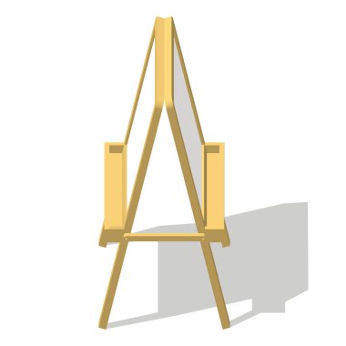 İzometrik şövale. Beyaz tahta çizim. Resepsiyon ve beyaz kağıt beyaz arka plan üzerinde izole boya. Vektör çizim eps 10.