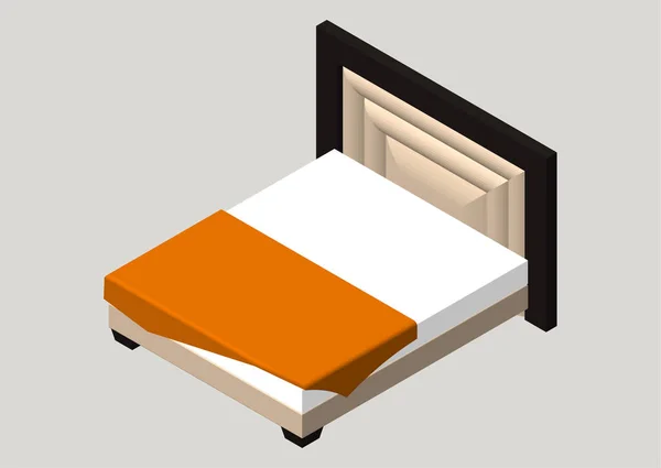 Isometrisk hem möbler - säng. Inre element sovrum. Vektorillustration isolerade på bakgrunden. — Stock vektor