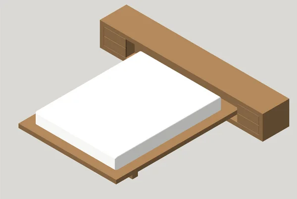 Mobili per la casa isometrici - letto. Elemento interno Camera da letto. Illustrazione vettoriale isolata sullo sfondo . — Vettoriale Stock