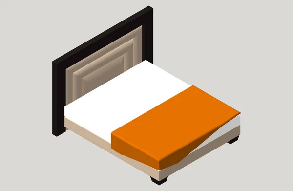 Mobili per la casa isometrici - letto. Elemento interno Camera da letto. Illustrazione vettoriale isolata sullo sfondo . — Vettoriale Stock