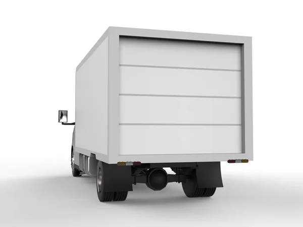 Piccolo camion bianco. Servizio di consegna auto. Consegna di beni e prodotti ai punti vendita al dettaglio. rendering 3d . — Foto Stock