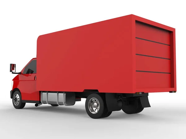 Petit camion rouge. Service de livraison de voiture. Livraison de marchandises et de produits aux points de vente au détail. Rendu 3d. — Photo