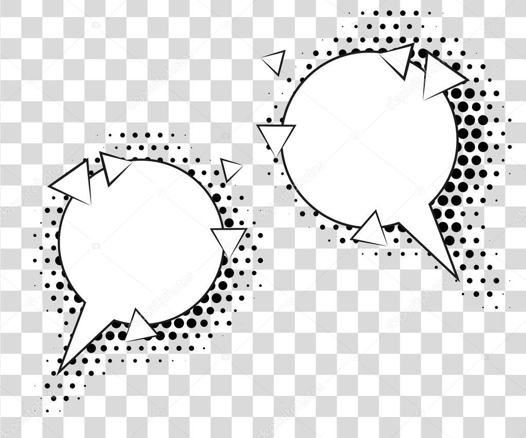 Comic speech bubbles with halftone shadows. Vector illustration eps 10 isolated on background.