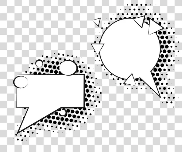 Burbujas de habla cómica con sombras de medio tono. Ilustración vectorial eps 10 aislado sobre fondo . — Archivo Imágenes Vectoriales