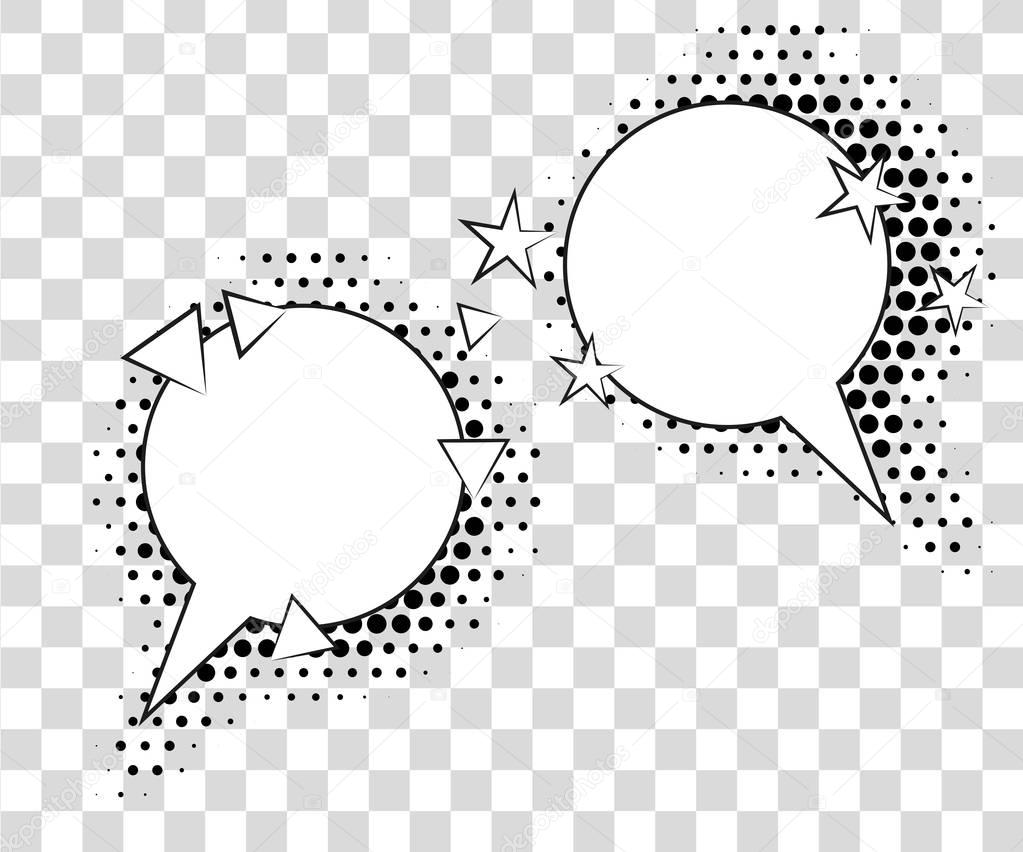 Comic speech bubbles with halftone shadows. Vector illustration eps 10 isolated on background.