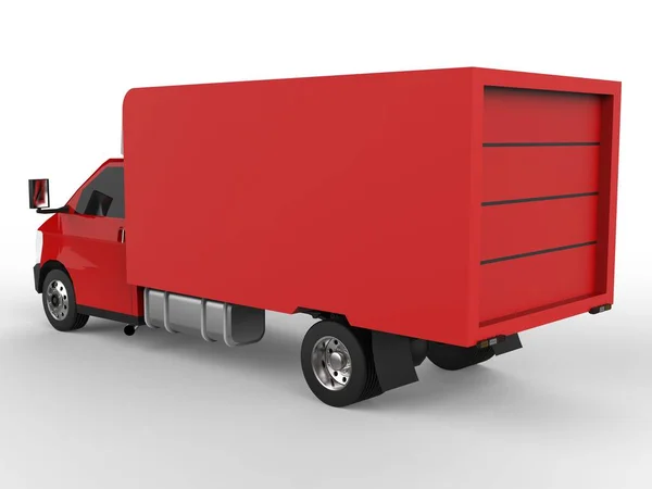 Petit camion rouge. Service de livraison de voiture. Livraison de marchandises et de produits aux points de vente au détail. Rendu 3d. — Photo