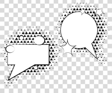 Komik konuşma balonları yarı ton üçgenler gölgeler. Arka plan üzerinde izole vektör çizim eps 10.